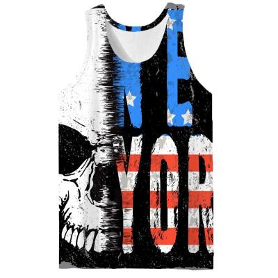 China QUICK DRY Men's National Flag Graffiti Singlet Tank Tops Skull Delivery Bodybuilding Sleeveless Shirt Tops Clothes for sale