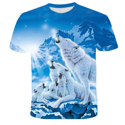 China Anti-wrinkle Fast Delivery 3D All Over Print Wolf Graphic Unisex Animal T-shirts Body Print Summer Full Tops Sublimation Custom Printed for sale