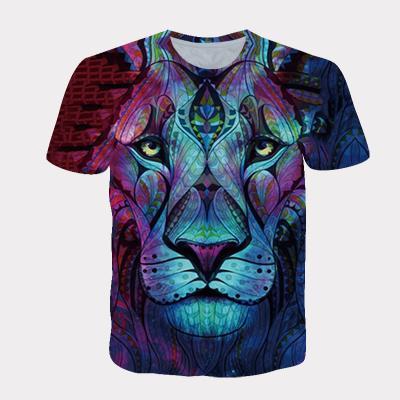 China Free Sample Anti-wrinkle Tiger Summer 3D Digital T-shirt Printing Lovers Loosen Sports Shirt Short Sleeved Animal Print T-shirts for sale