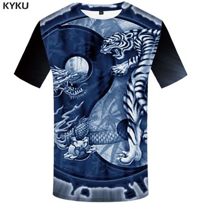 China Funny Men's Clothing Summer Punk Tops Yin Yang Tshirt Dragon 3D Men Tiger T-shirt Free Sample Anti-wrinkle Print Animal Clothes T-shirt Anime for sale