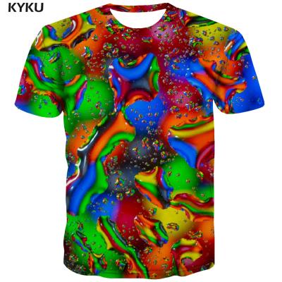 China Anti-Wrinkle Fast Delivery T-shirt Men's Colorful Graffiti T-shirt Printed Casual Psychedelic Abstract T-shirts Shirt Printing Rain Anime Clothes for sale