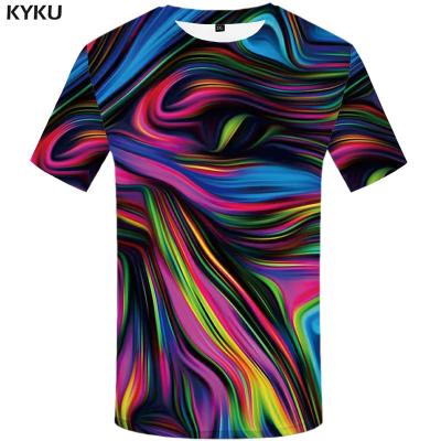 China Fast Delivery Anti-Wrinkle T-shirt Rainbow T Shirt Men Psychedelic Funny Dizziness Anime Clothes Casual 3D T-shirts Colorful T-shirts for sale