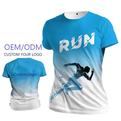 China Wholesale Anti-Wrinkle Free Sample Tee Shirt Logo T-shirt Sports Running Marathon Quick Dry T-shirt Custom 100% Polyester Sublimation Printing for sale