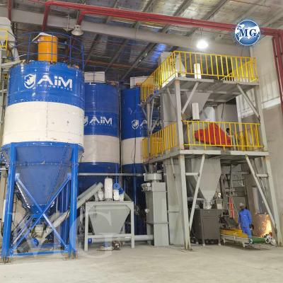 China Automatische PLC Dry Mix Powder Mortar Mixing Machine Muurstift Zand Cement Mixer Keramische tegels Kleefstoffabriek Te koop