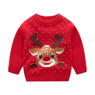 China Anti-wrinkle Winter Kids Cartoon Red Wrapped Kid Long Knitted Sweater Under Santa Sweater for sale