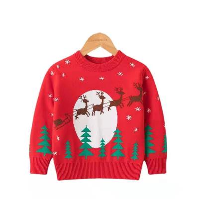 China Anti-wrinkle European and American autumn and winter lower moose Christmas knitwear children's senior child sweater for sale