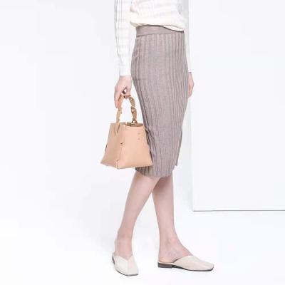 China Hip skirt autumn new product breathable knitted elastic waist repair behind the fork knitted women's skirt for sale