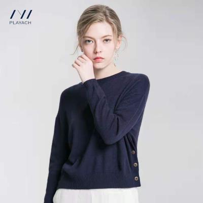 China Anti-wrinkle factory custom women's autumn basic round neck long sleeved loose knitwear sweater sleeve sweater woman for sale