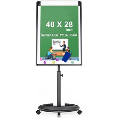 China Desktop Dry Erase View Flipchart Rotating Aluminum Easel Flip Chart Magnetic Mobile Whiteboard with Wheels for Classroom Office for sale