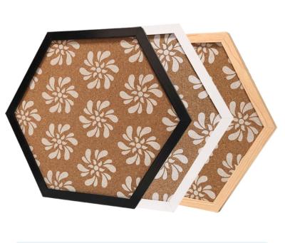 China The Message Board The 4 Pack Hexagon Wooden Message Board View of the Cork Bulletin Board Tiles for sale