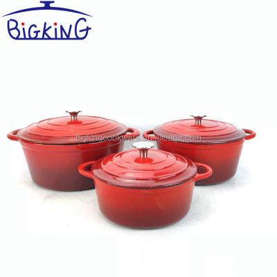 China Sustainable Cast Iron Casserole Dish Oven Safe Cookware For Indoor And Outdoor Use - Grill, StoveTop, Red for sale