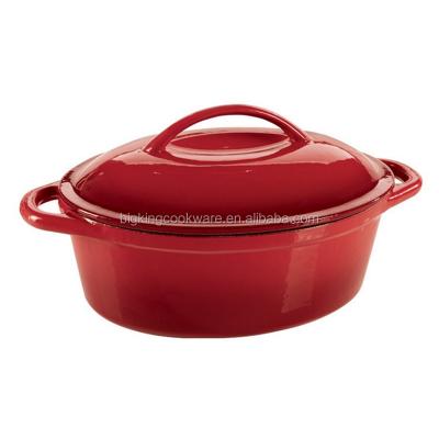 China Sustainable Enameled Cast Iron Casserole Dish With Lid, Non-Stick Cooking Pan Dutch Oven, 5.2 Liter for sale