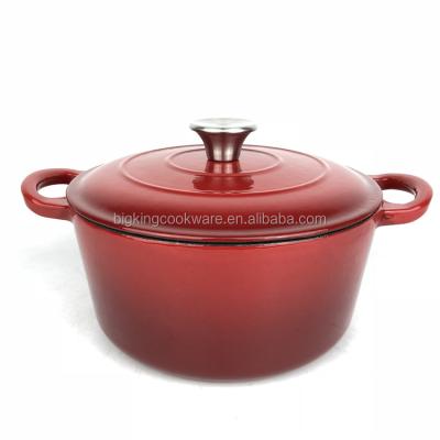 China Sustainable Enamel Cast Iron Stew Pot Cookware / Pink Round 23cm Enamel Cast Iron Casserole for sale