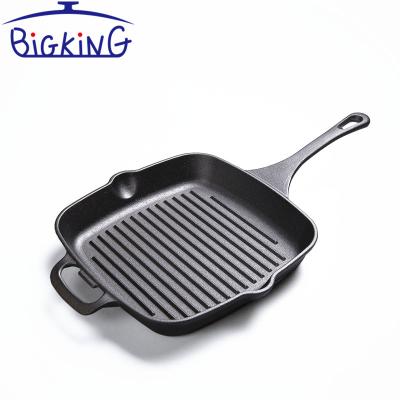 China Easily Cleaned Grill Pan, Cast Iron Frying Pan Induction and Non Gas Square Stick Griddle Pan 23.5 cm for sale