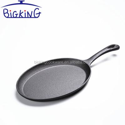 China Easily Cleaned Cast Iron BBQ Steak Sizzling Tray Non Stick Sizzler Plate For Steak Cookware for sale