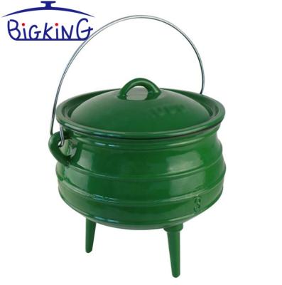 China Sustainable South Africa Cast Iron Cookware 1/4 Enamel Potjie Pot With Three Legs For Camping for sale