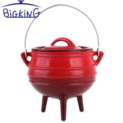 China Enamel Coating Sustainable Red Antique Cast Iron Pots for sale