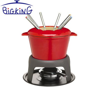 China Durable Elegant Melting Fondue Set Enamel Chocolate Fondue For Long Lasting Chocolate Cheese Melting Fondue for sale