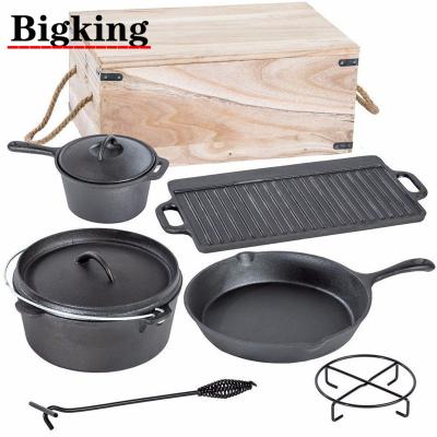 China A sustainable set of cooking equipment of cast iron 7 pcs non-stick cookware set for sale