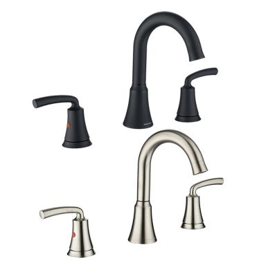 China Metered Faucets 2 Handles Brass Matte Black Antique Water Tap Modern Hot Water Tap Three Handle Sink Basin Faucets For Bathroom for sale