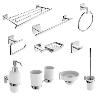 China With Hook Bathroom Accessory Set Hot Sale 304 Stainless Steel Wall Mounted Towel Shelf Bathroom Towel Holder Racks for sale