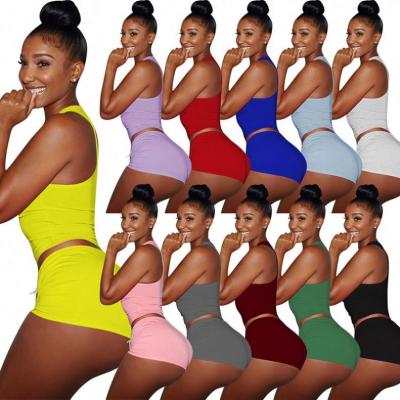 China Hot Selling Custom QUICK DRY Solid Color Fitness Clothes Women's Sports Two Piece Sets for sale