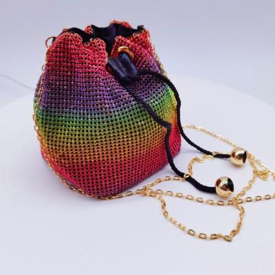 China Fashion\Comfortable\Durable Hot Selling Cross - Body Bag Glitter Rainbow Box Clips Round Diamond Purse Bags Women Handbags for sale