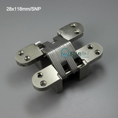 China Door 28x118mm Heavy Duty Invisible Concealed Stainless Steel Cross Door Hinge for sale