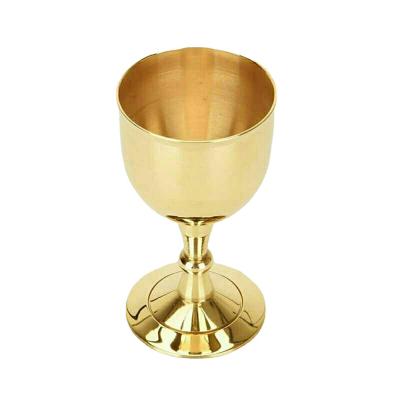 China High Grade 40ml 80g Long Stem Vintage Brass Wine Glass Goblet Pure Copper Brass Goblet for sale