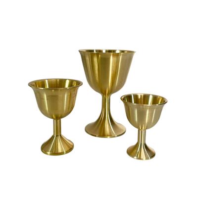 China Wholesale Cheap Long Stem Copper Vintage Wine Goblet Brass Wine Glass Goblet for sale