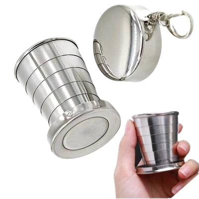 China Wholesale 5oz Small Wine Bottle Stainless Steel Traditional Outdoor Foldable Round Portable Liquor Hip Flask With Key Chain for sale