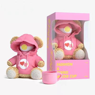 China Red Bear Viable Cup Doll Cute Net With Cup Straw Style Child Water Super Cute Cartoon Children Water Bottle for sale