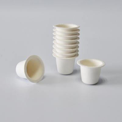 China Anti-Slip Biodegradable 100% Sugar Cane Molded Nespresso Disposable Paper Cup Bagasse Coffee Capsule Cup for sale