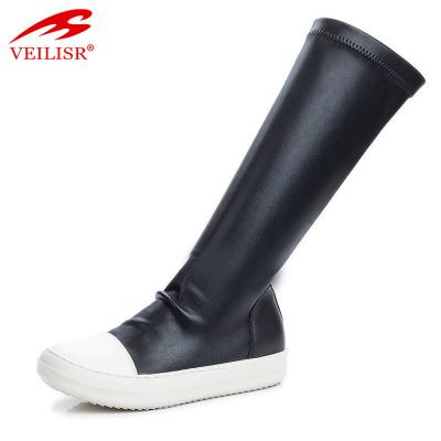 China Waterproof 2021 wild simple thick-soled elastic ladies boots new knee-length boots large size boots for sale