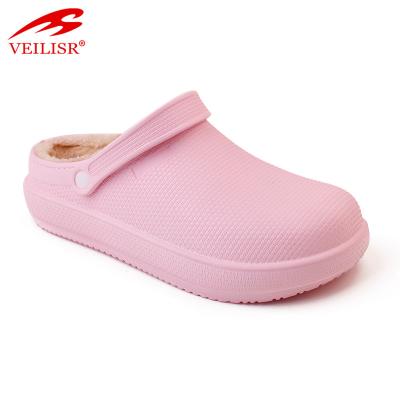 China 2021 Fashion Trend Solid Color Winter Plus Size Cotton Double Garden Shoes Clogs for sale