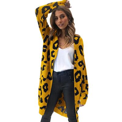 China 2020 new Christmas leopard print breathable women's clothing knitted jacket cardigan women's sweater for sale