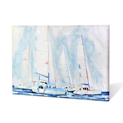 China Classic Handmade Modern Wall Art Abstract Sailboat Oil Painting from Hotel Project 50% on Canvas for sale