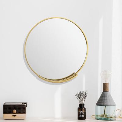 China 35*35cm Decorative Metal Frames Round Shape Design Bathroom Gold Functional Hanging Unique Mirror for sale