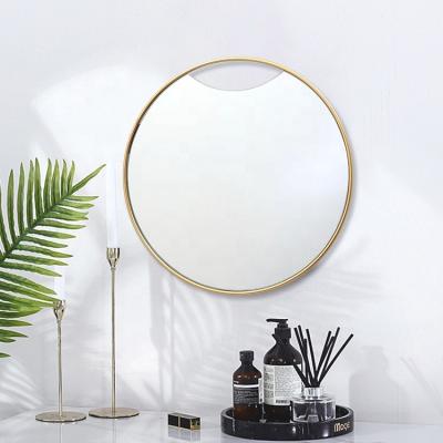 China Unique Round Shape Gold Mirror Vintage Metal Design Dressing Room Living Room Mirrors for sale