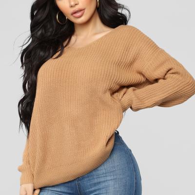 China Breathable Falls Favorite Girl Sweater Pullover V Neck Long Sleeve Twist Detail Wear It Two Ways sweater for women for sale