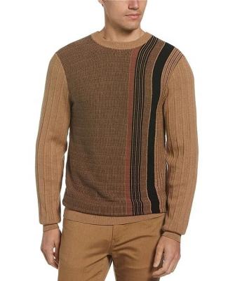 China Anti-wrinkle 2022 custom Classic fashion fit Pullover styling Long sleeves with ribbed cuffs Placed Stripe man Sweater for sale