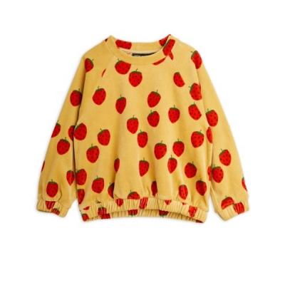 China Pullover 100% Organic Cotton SWEET KIDS MINI SWEATER PULLOVER CREW NECK STRAWBERRIES VELOUR GIRL SWEATSHIRT for sale