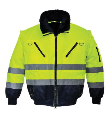 China Hi Vis Detachable Sleeves Two Tone Reflective Safety Bomber Jacket for sale