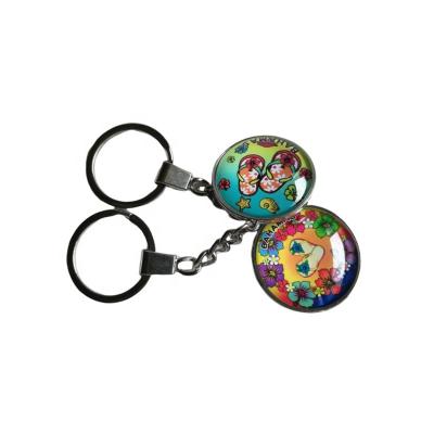 China Factory Wholesale Custom New Products Best Quality Crystal Glass Round Double Side Glass Key Chain for sale