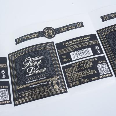 China High End Red Wine Waterproof Custom Private Label Self Adhesive Vinyl PET Printing Logo Waterproof Wine Label Bottle Label for sale