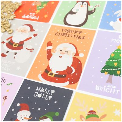 China Factory Waterproof Hot Sale Small Size Card Printing Die Cut Flyer Santa Claus Decoration Gift Tag Christmas Tree Sticker for sale