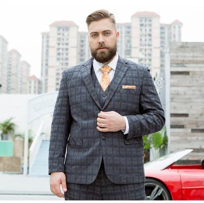 China Anti-wrinkle men's plaid suit big plus fat plus big coat fat young men's casual suit special men's suit for sale