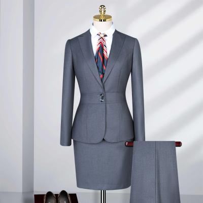 China Slim Gray Suit Women's Anti-Wrinkle Suit Business Professional Work Dress Clothing Customization Wholesale for sale