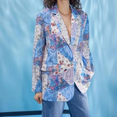 China 2021 Anti-wrinkle women's printing trend small suit European and American coat for sale