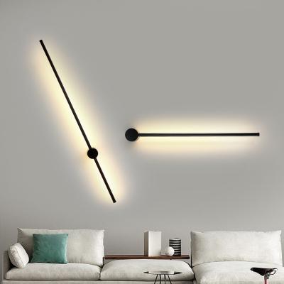 China Modern Minimalist Wall Corridor Modern Black Decorative Indoor Background Living Room LED Wall Light Minimalist LED Line Nordic Lamp for sale